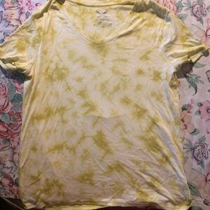 Faded Glory Yellow Tie-Dye V-Neck Women's Top Size XLarge (16-18)